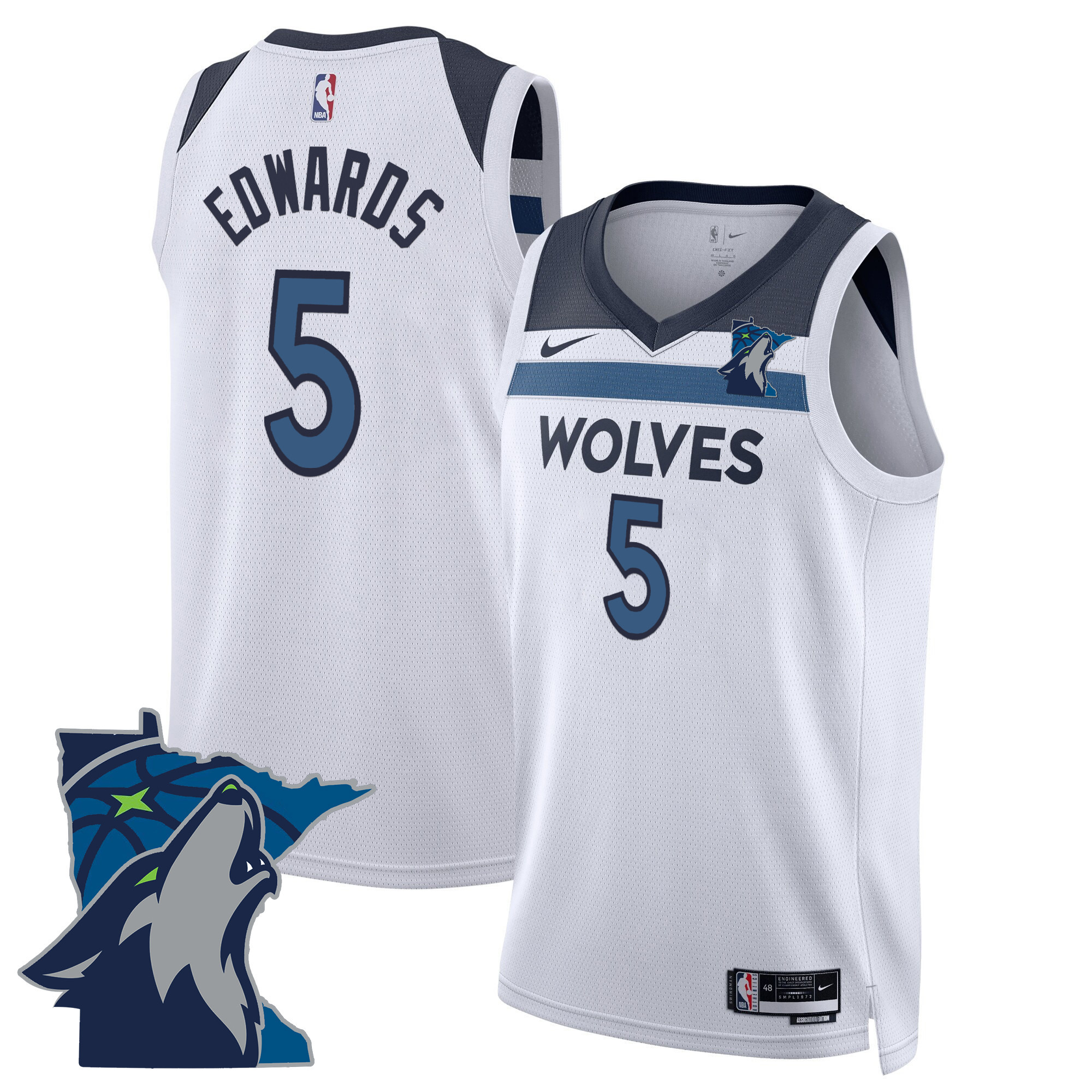 Anthony Edwards Men's Minnesota Timberwolves Swingman - Minnesota Patch Association Jersey - All Stitched