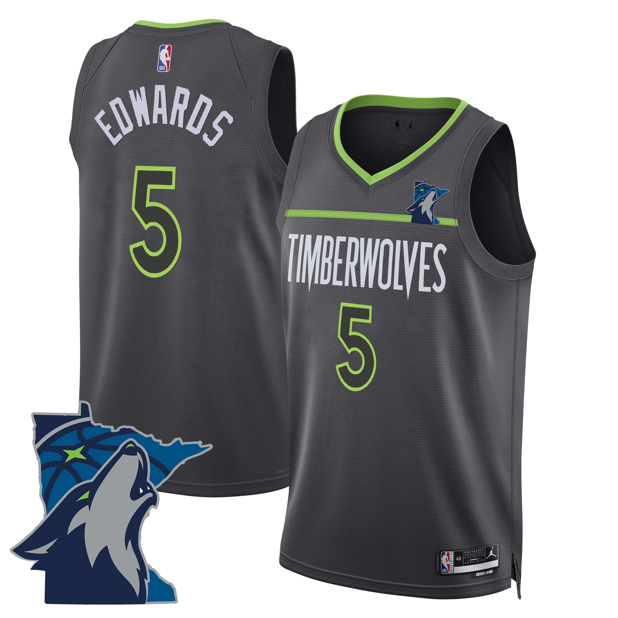 Anthony Edwards Men's Minnesota Timberwolves Swingman - Minnesota Patch Statement Jersey - All Stitched