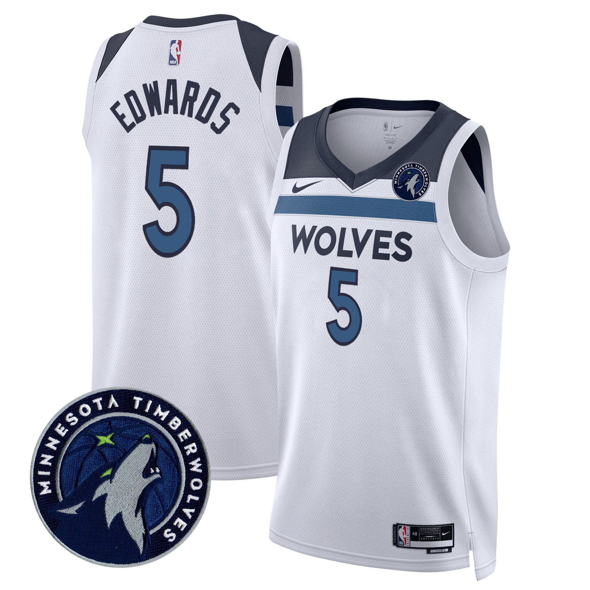 Anthony Edwards Men's Minnesota Timberwolves Swingman V2 Association Jersey - All Stitched