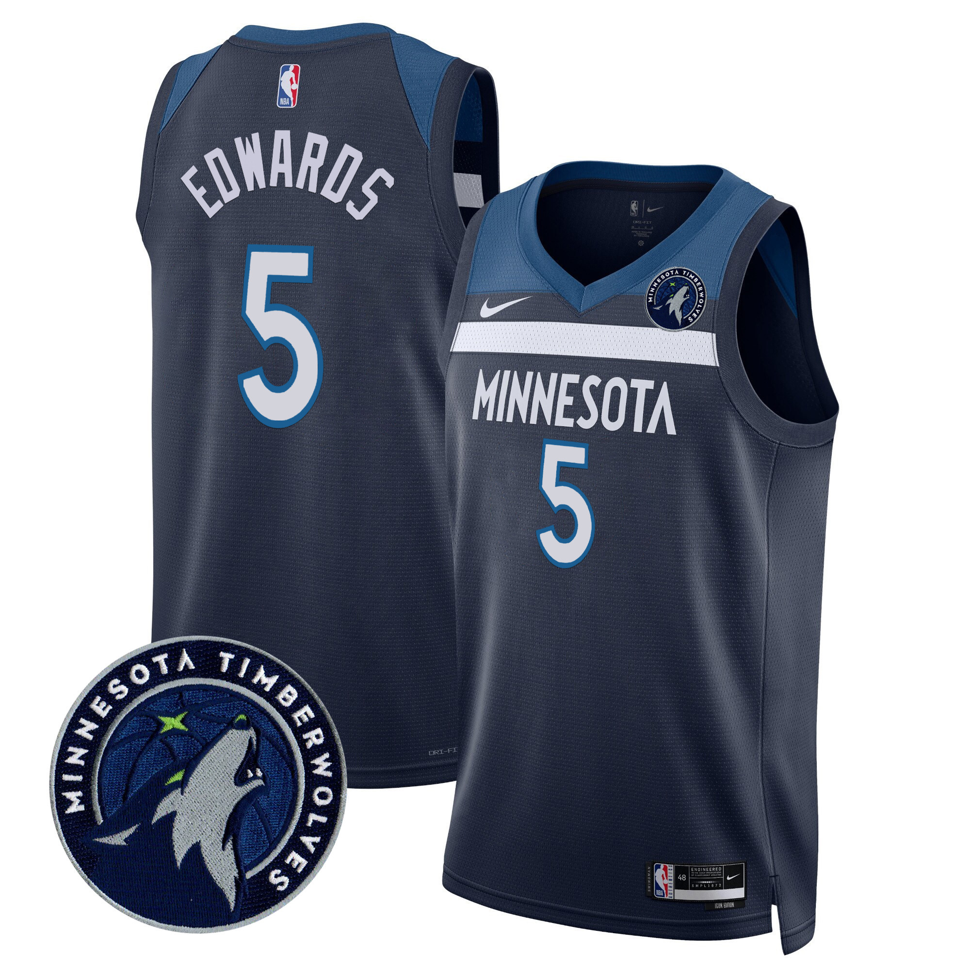 Anthony Edwards Men's Minnesota Timberwolves Swingman V2 Icon Jersey - All Stitched