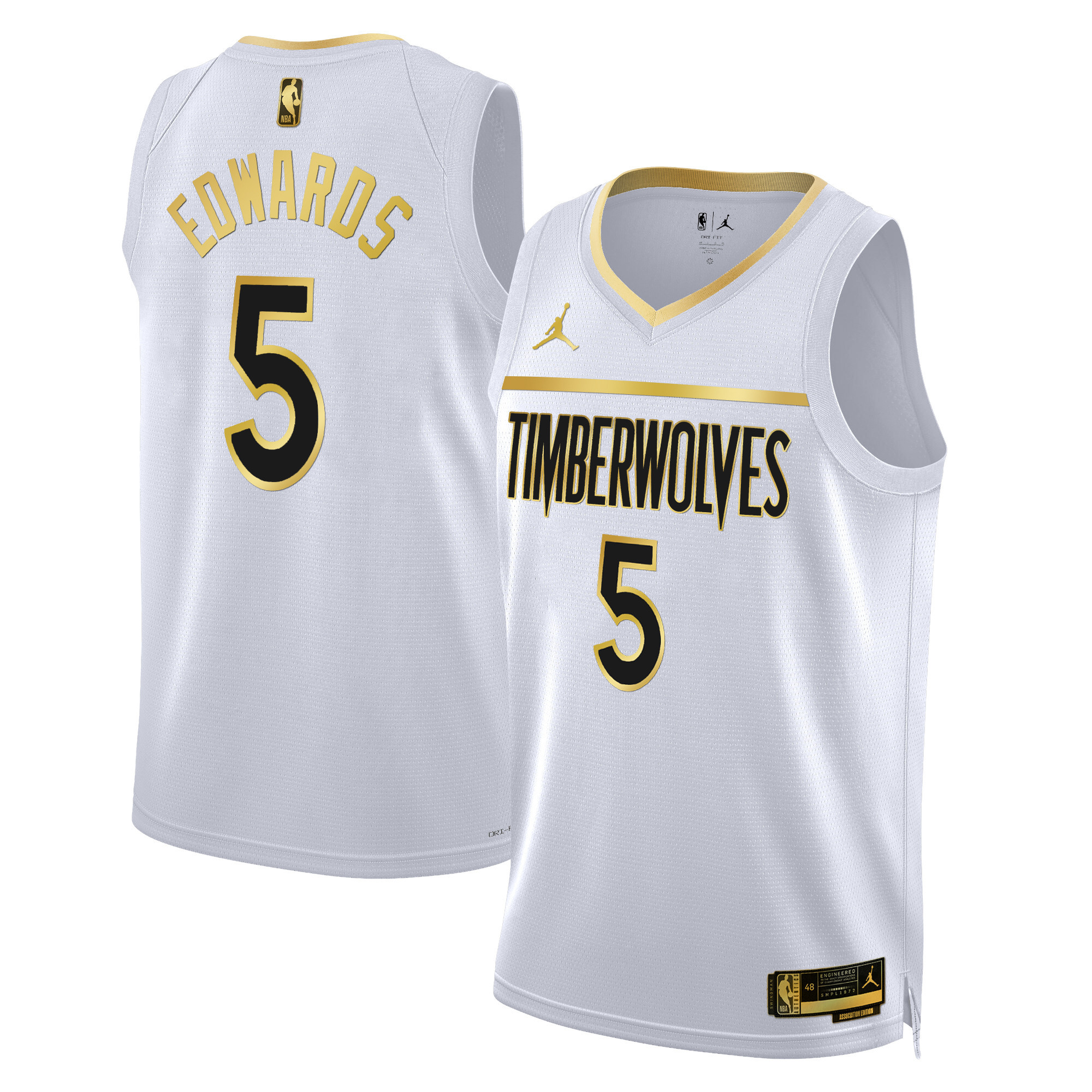 Anthony Edwards Men's Minnesota Timberwolves Swingman White Gold Jersey - All Stitched