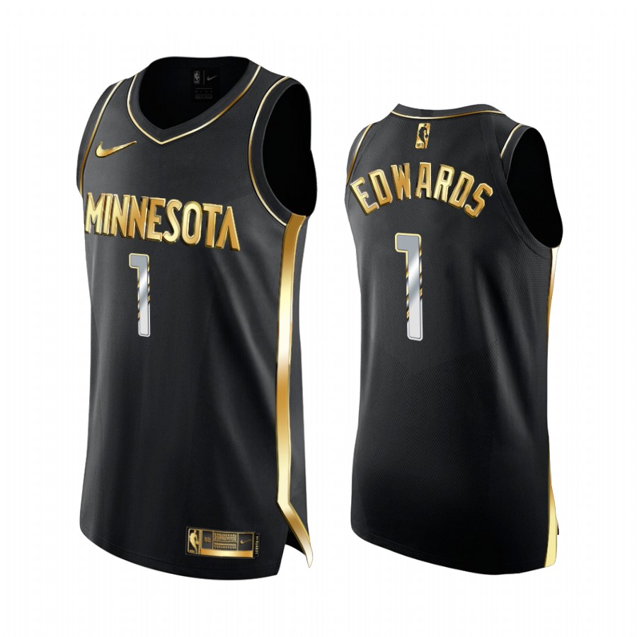 Anthony Edwards Minnesota Timberwolves Black Golden Edition Jersey Limited