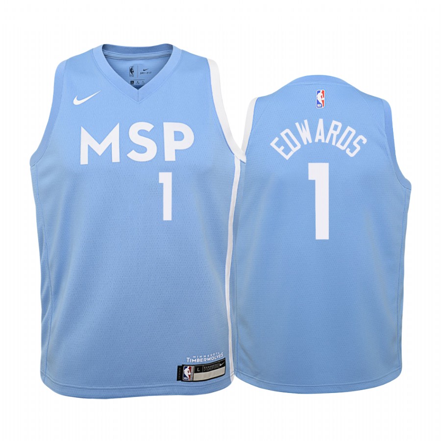 Anthony Edwards Minnesota Timberwolves City youth Jersey - Blue