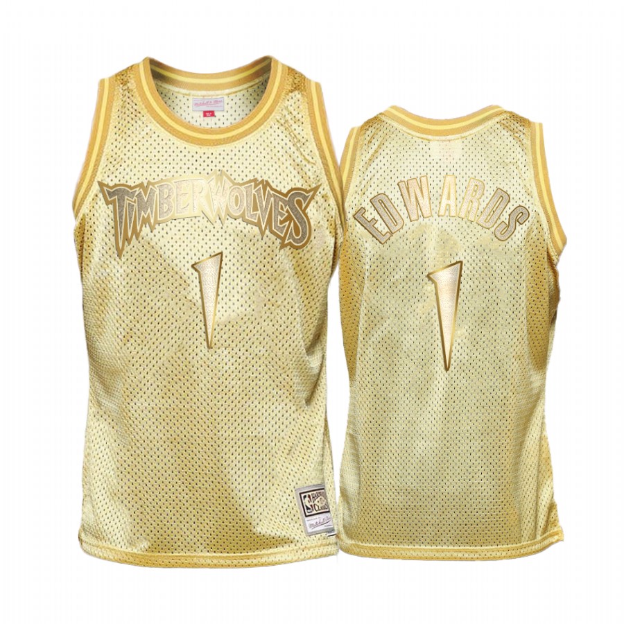 Anthony Edwards Minnesota Timberwolves Gold HWC Limited Jersey Draft