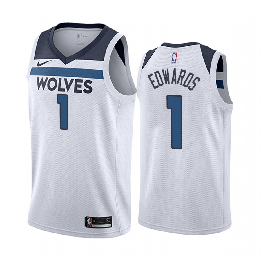Anthony Edwards Minnesota Timberwolves White Association Jersey Draft