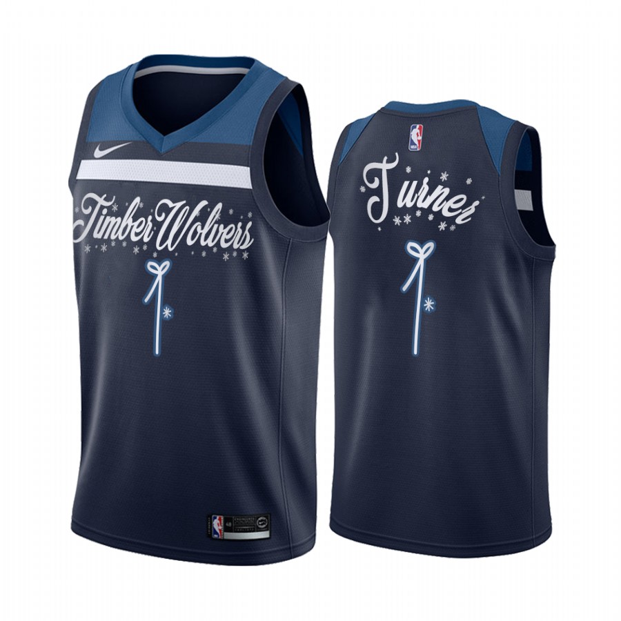 Anthony Edwards Minnesota Timberwolves Christmas Night Navy Jersey Festive Special Edition