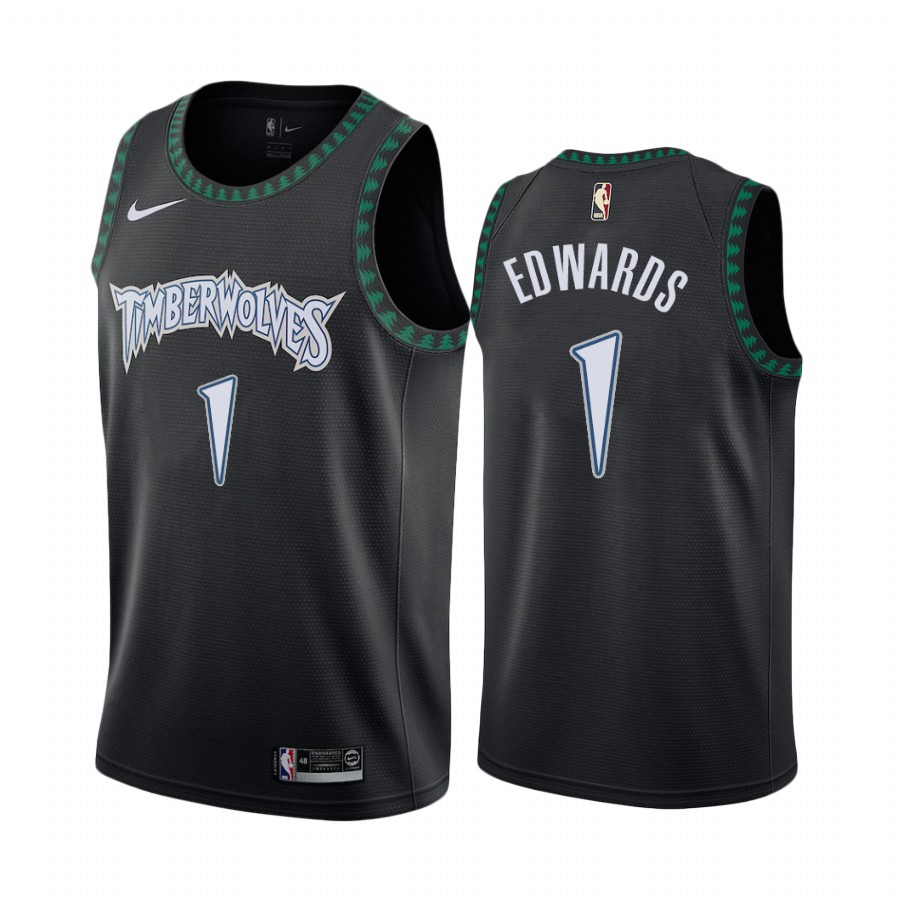 Anthony Edwards Minnesota Timberwolves Black Classic First Pick Jersey