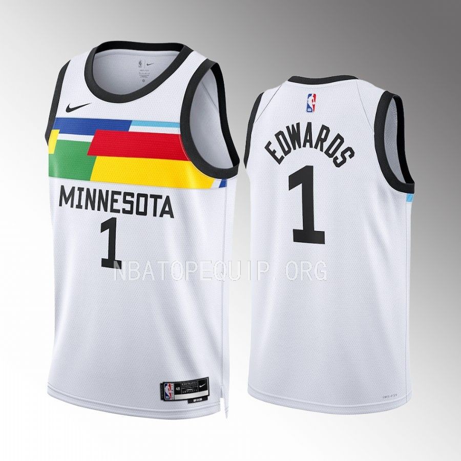 Anthony Edwards Minnesota Timberwolves City Edition White #1 Jersey Swingman