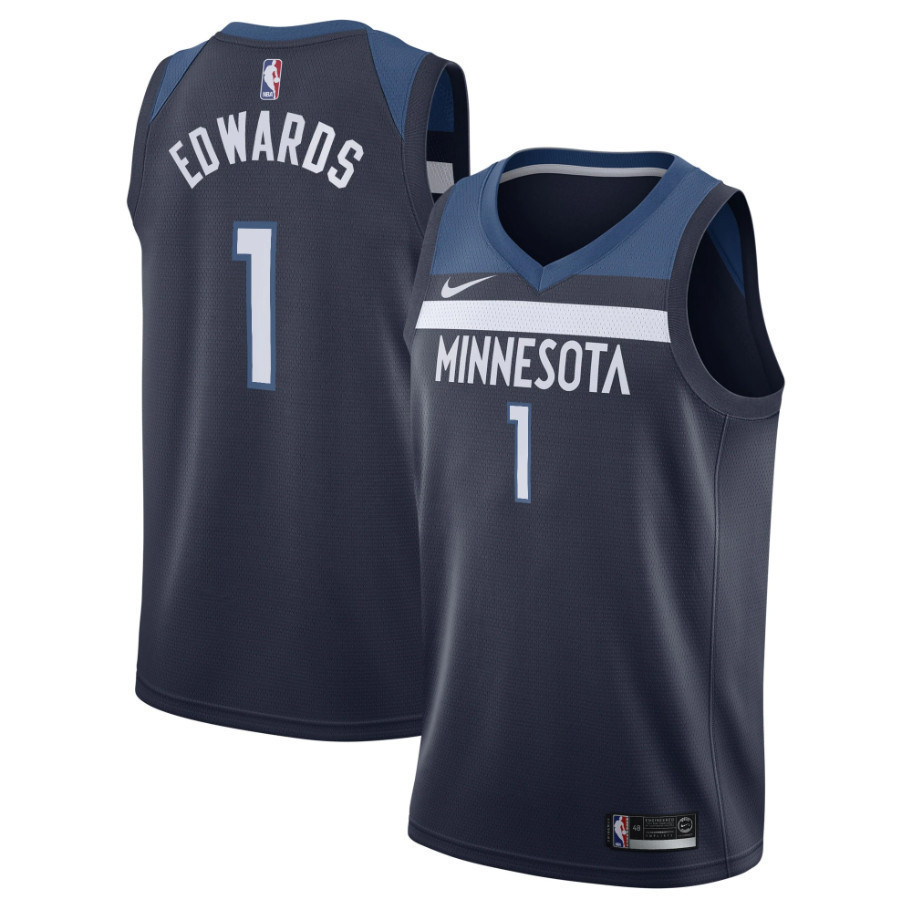 Anthony Edwards Minnesota Timberwolves Collection Navy Jersey - All Stitched
