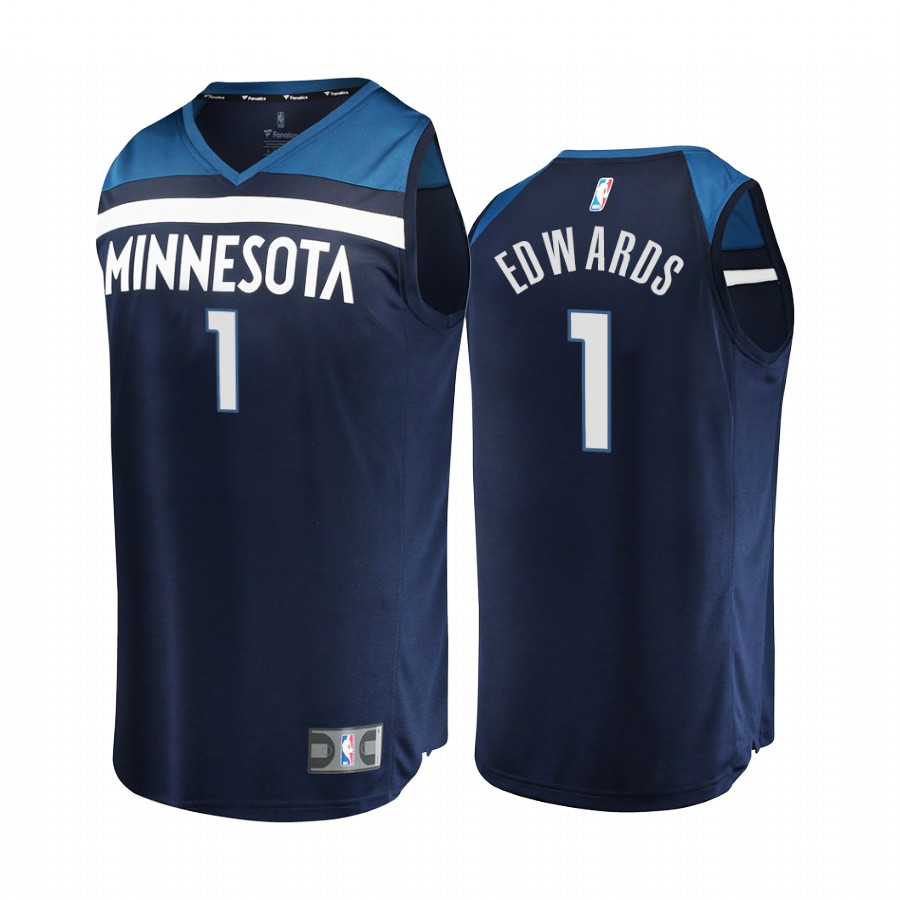 Anthony Edwards Minnesota Timberwolves Navy Icon First Pick Jersey