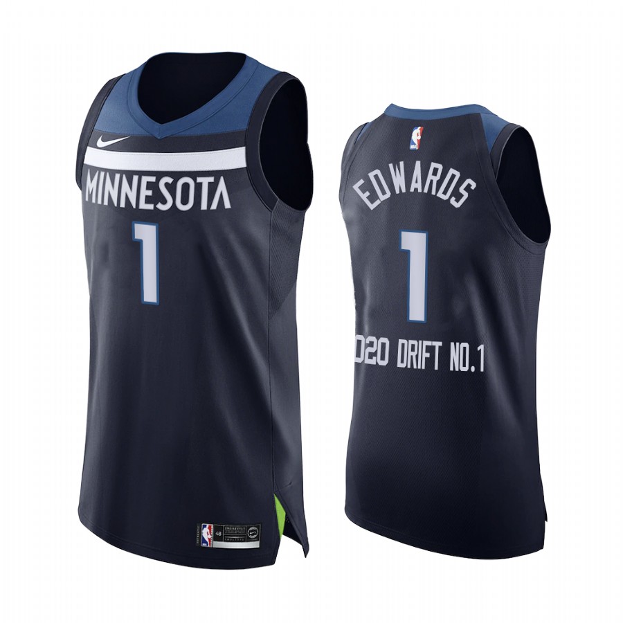 Anthony Edwards Minnesota Timberwolves Statement Navy Jersey First Pick