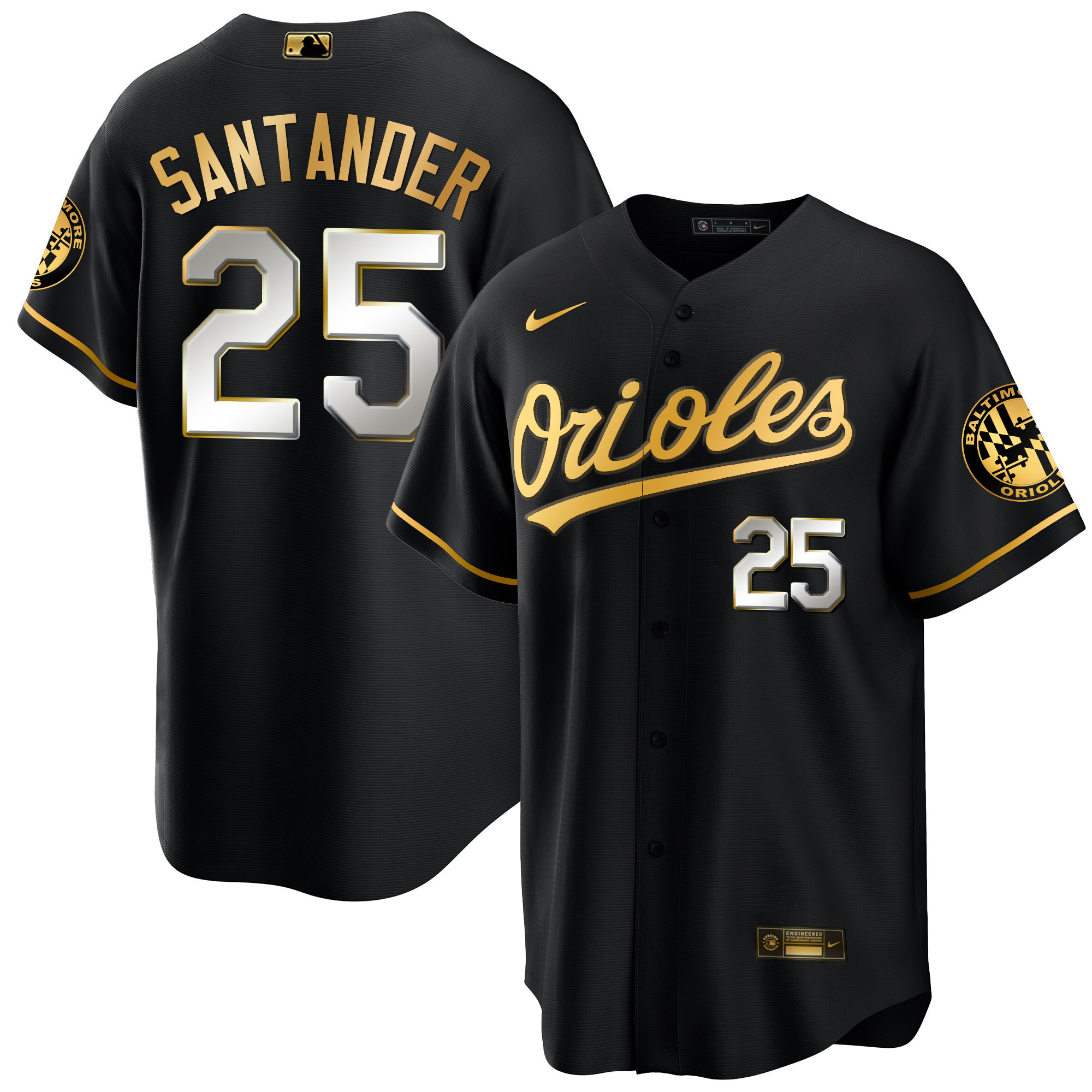 Anthony Santander Men’s Baltimore Orioles Special Gold Cool Black Limited Jersey - All Stitched