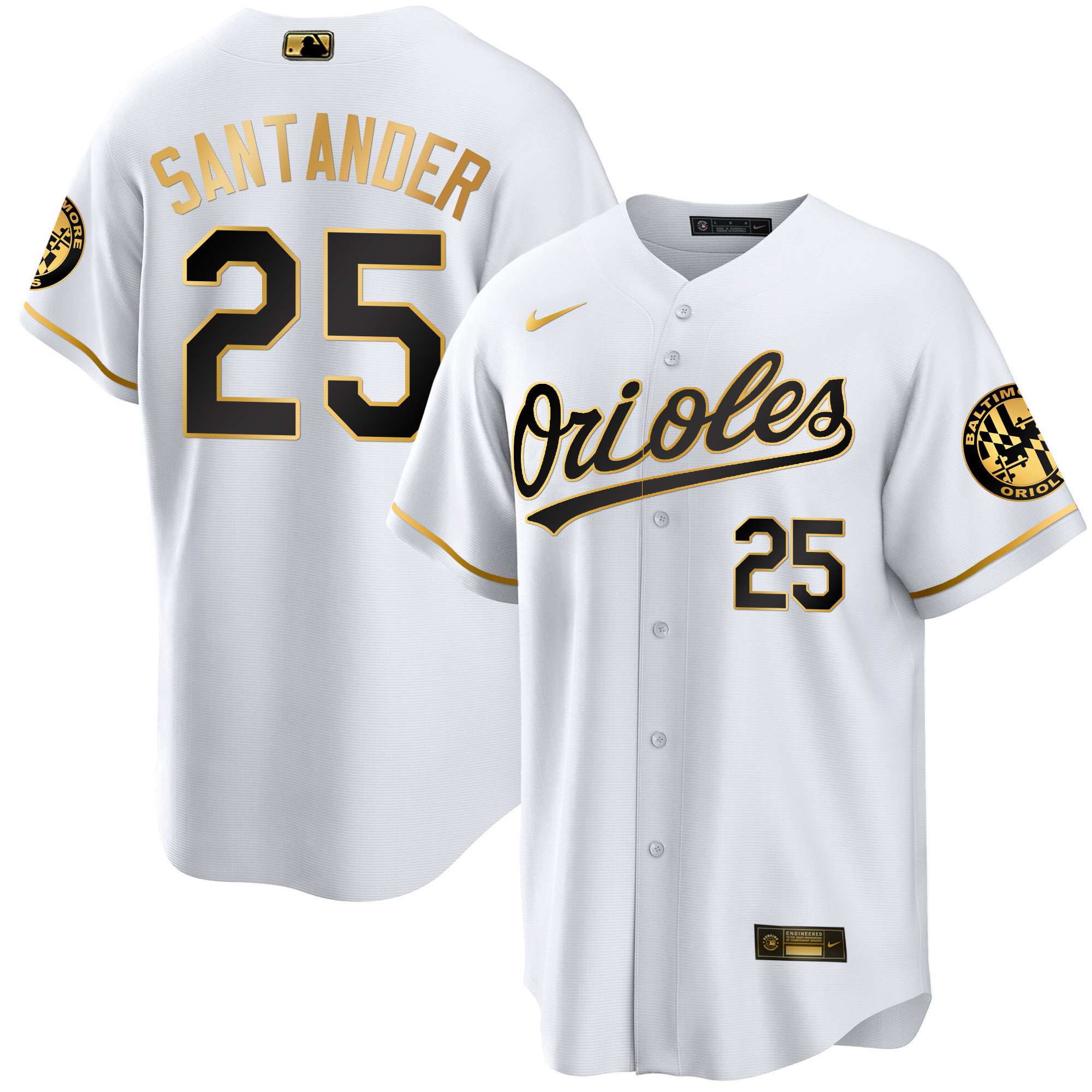 Anthony Santander Men’s Baltimore Orioles Special Gold Cool White Gold Jersey - All Stitched