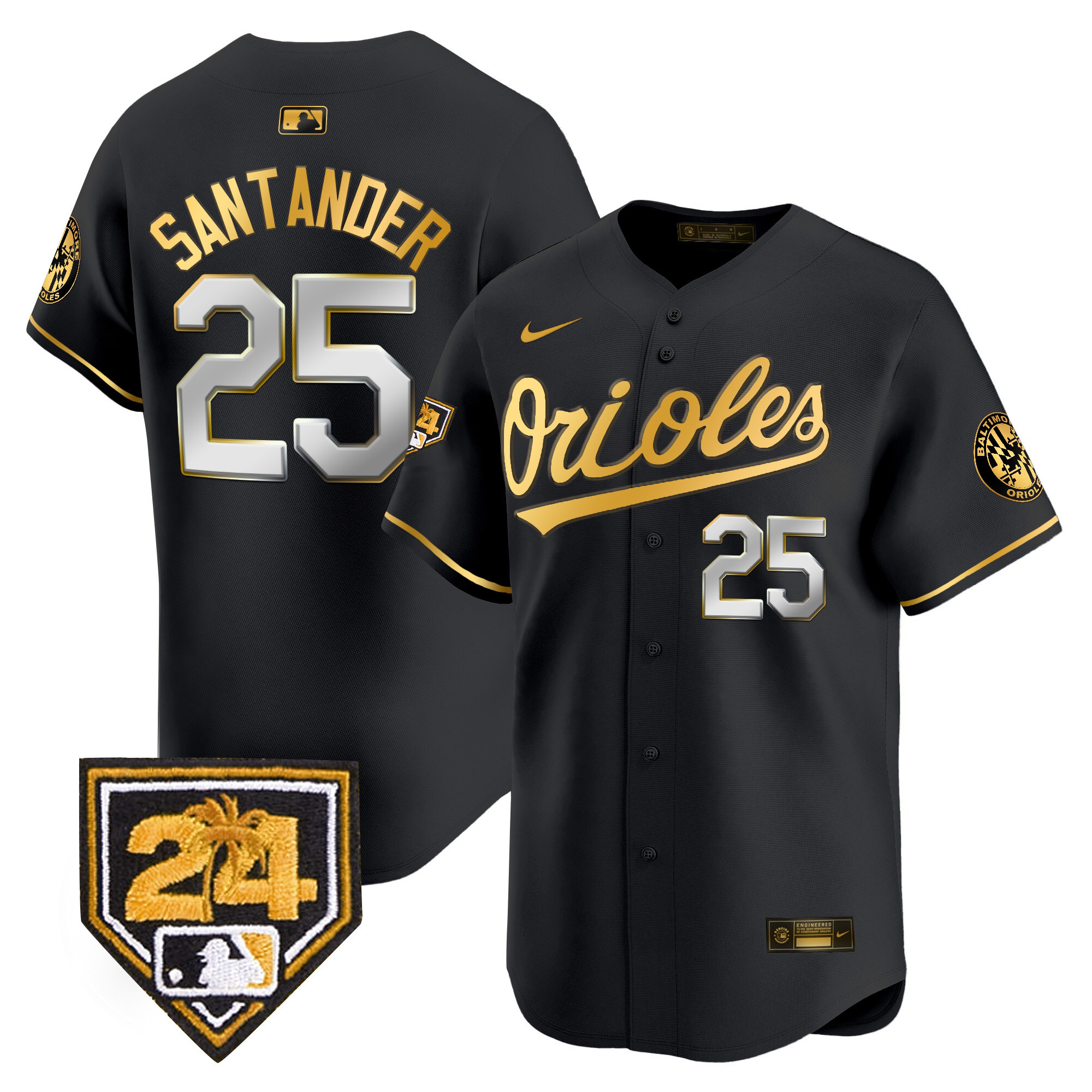 Anthony Santander Men's Baltimore Orioles Spring Training Patch Vapor Premier Limited Black Limited Jersey - All Stitched