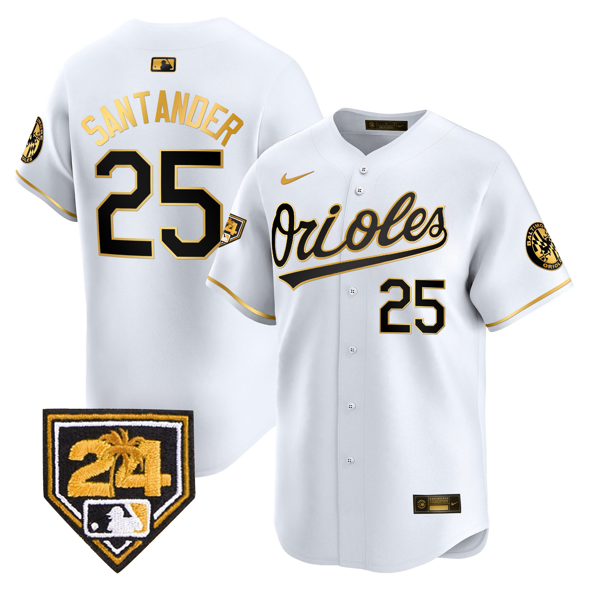 Anthony Santander Men's Baltimore Orioles Spring Training Patch Vapor Premier Limited White Gold Jersey - All Stitched