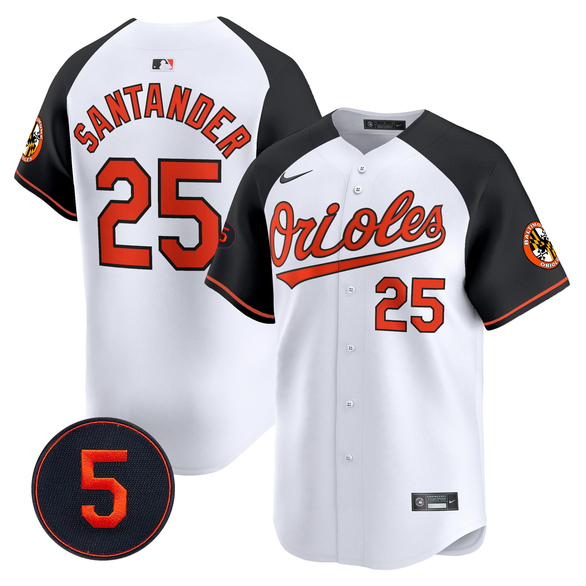 Anthony Santander Men’s Baltimore Orioles Robinson Patch Vapor Premier Limited V2 White Alternate Jersey - All Stitched