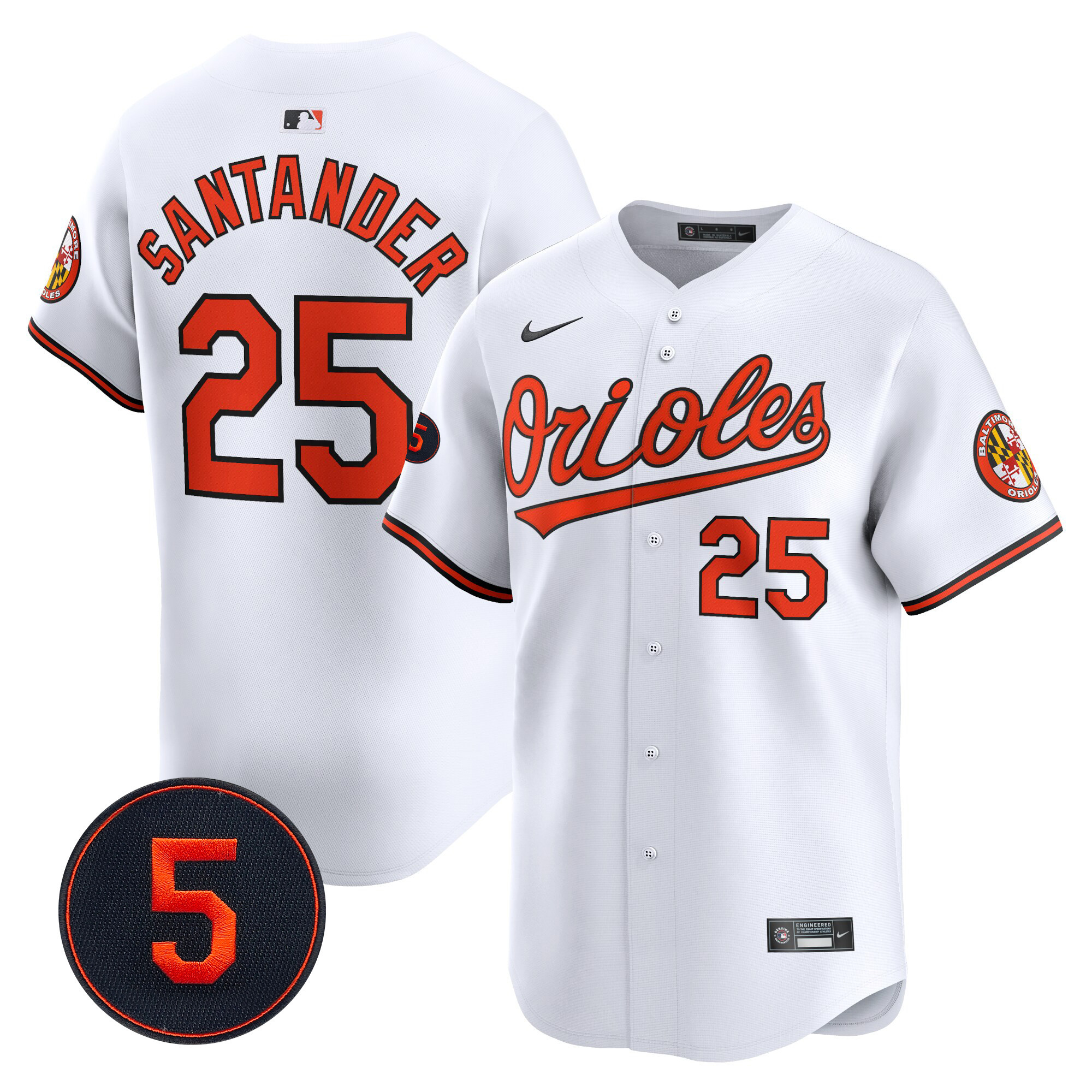 Anthony Santander Men’s Baltimore Orioles Robinson Patch Vapor Premier Limited White Jersey - All Stitched