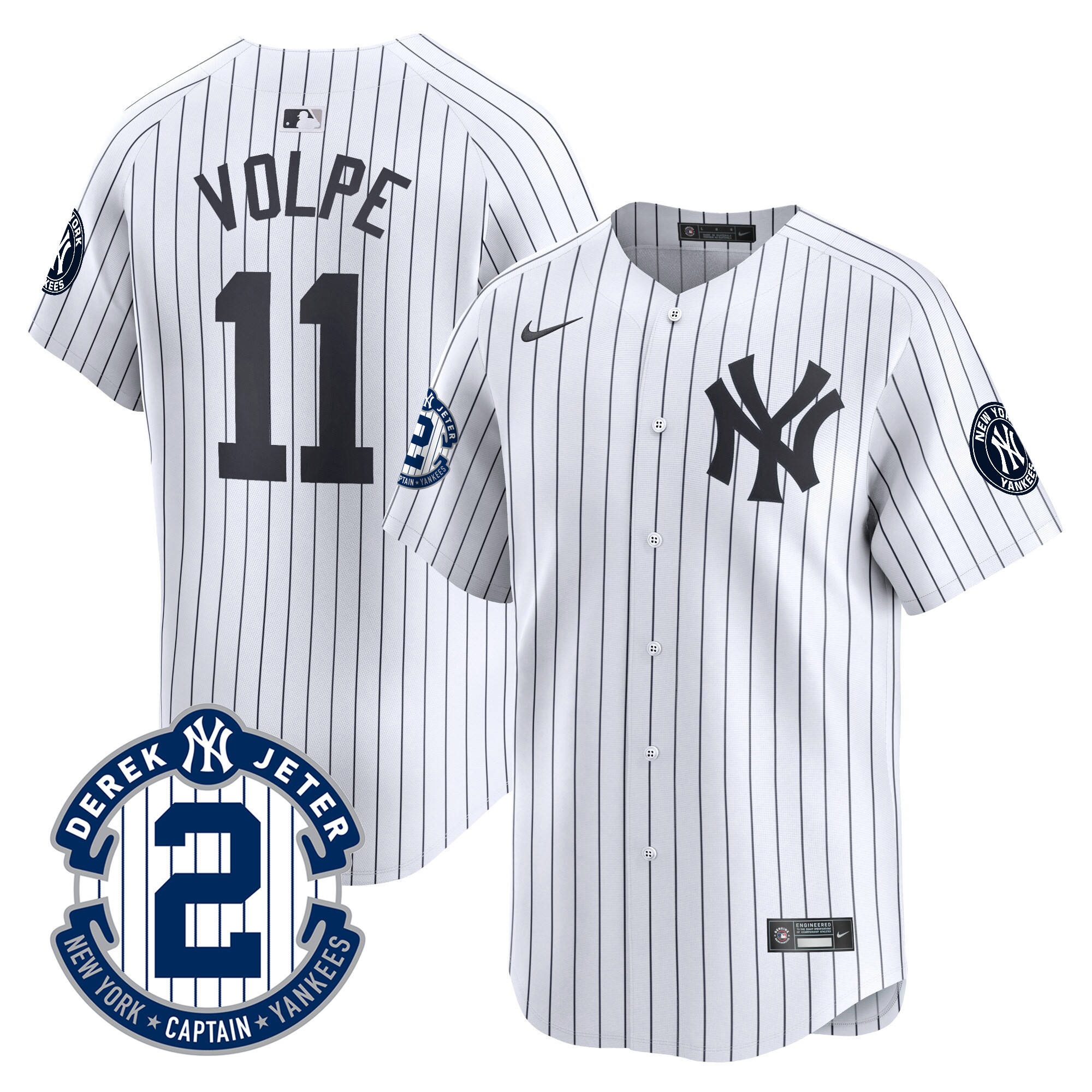 Anthony Volpe Men's New York Yankees Derek Jeter Patch Vapor Premier Limited White Jersey