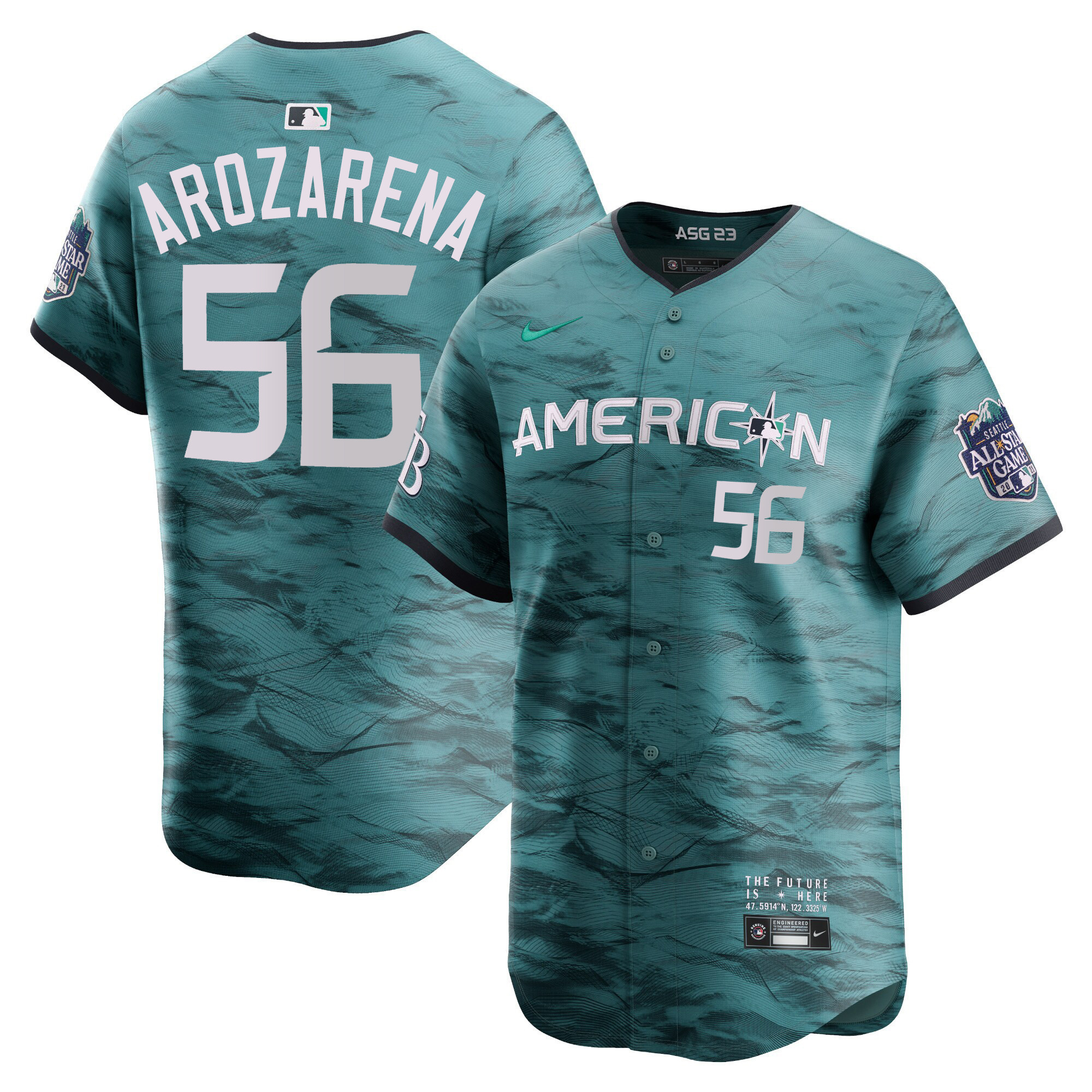 Arozarena Men's Seattle Mariners American League All-Star Game Teal Cool Base Jersey