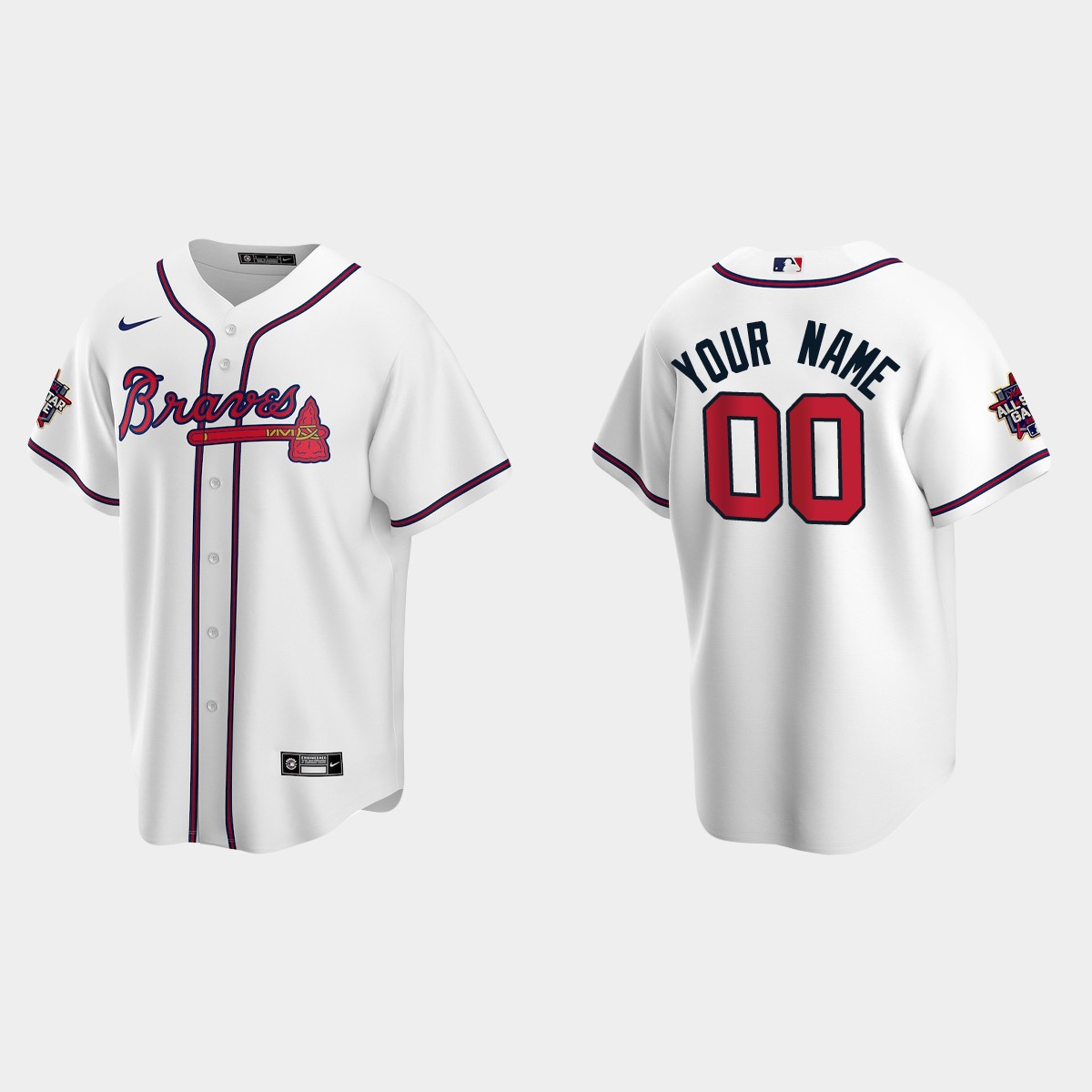 Atlanta Braves #00 Custom All-Star Game Jersey - White