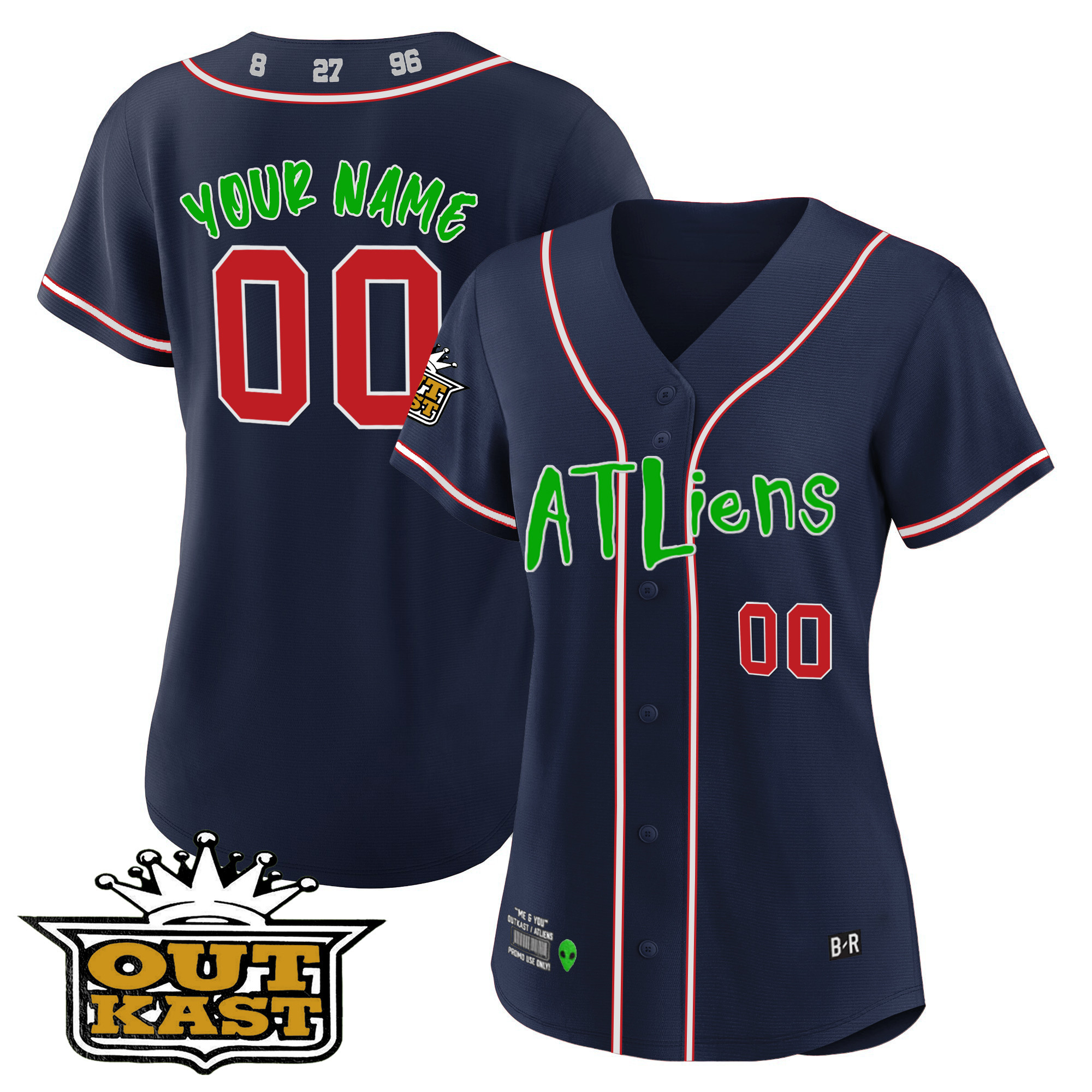 Atlanta Braves Atliens Flex Base Custom Navy Jersey - All Stitched