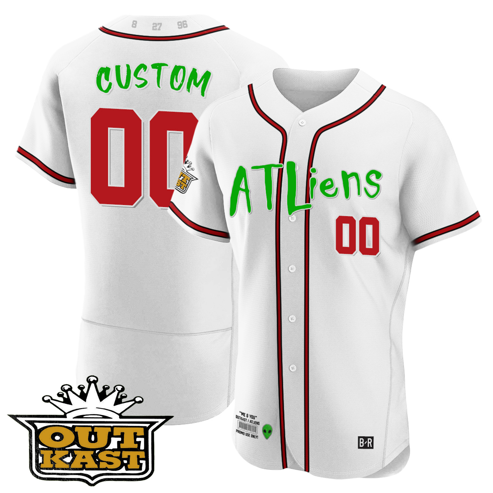 Atlanta Braves Atliens Flex Base Custom White Jersey - All Stitched