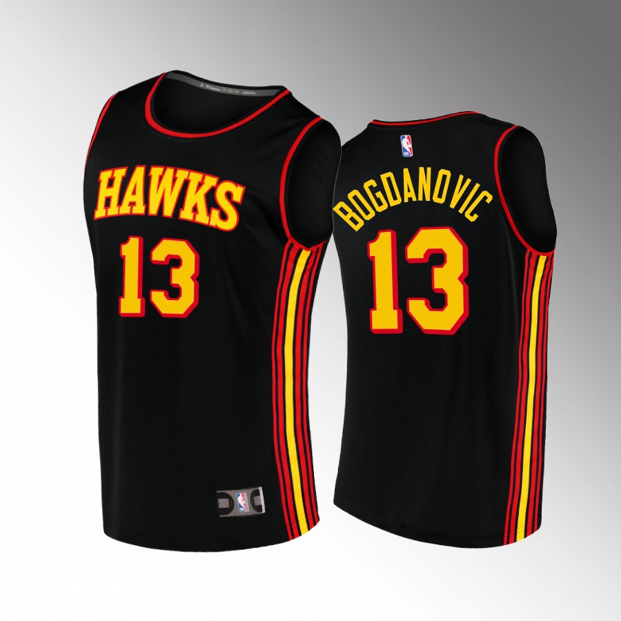 Atlanta Hawks #13 Bogdan Bogdanovic Statement Jersey Black