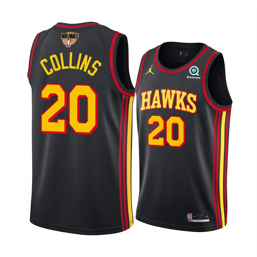 Atlanta Hawks #20 John Collins Playoffs Black Jersey G7 Starters