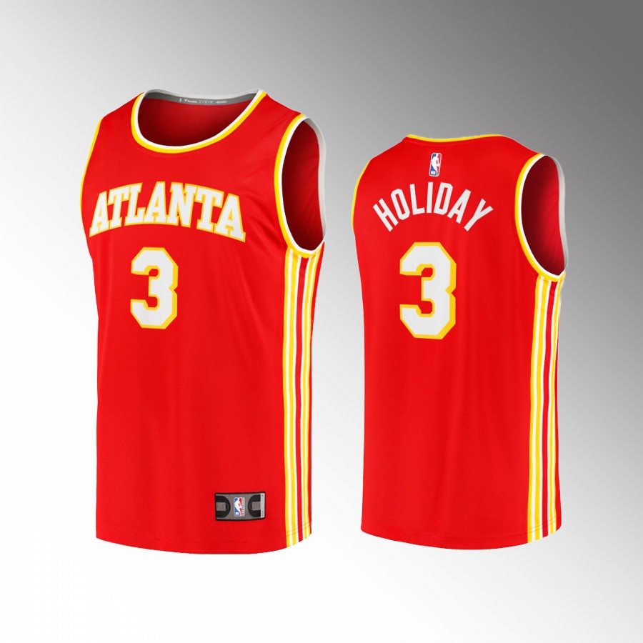 Atlanta Hawks #3 Aaron Holiday Icon Edition Jersey Fast Break Red