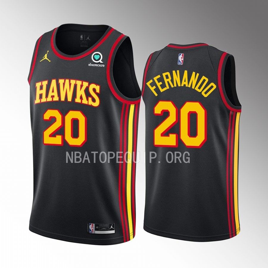 Atlanta Hawks Bruno Fernando Statement Edition Black #20 Jersey Swingman