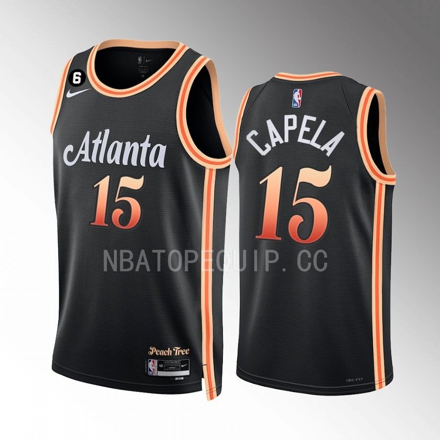Atlanta Hawks Clint Capela City Edition Black #15 Jersey NO.6 Patch