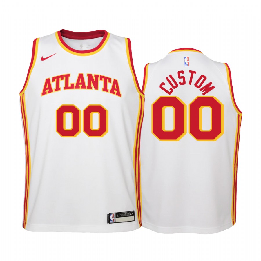 Atlanta Hawks Custom Association Edition White Youth Jersey #00