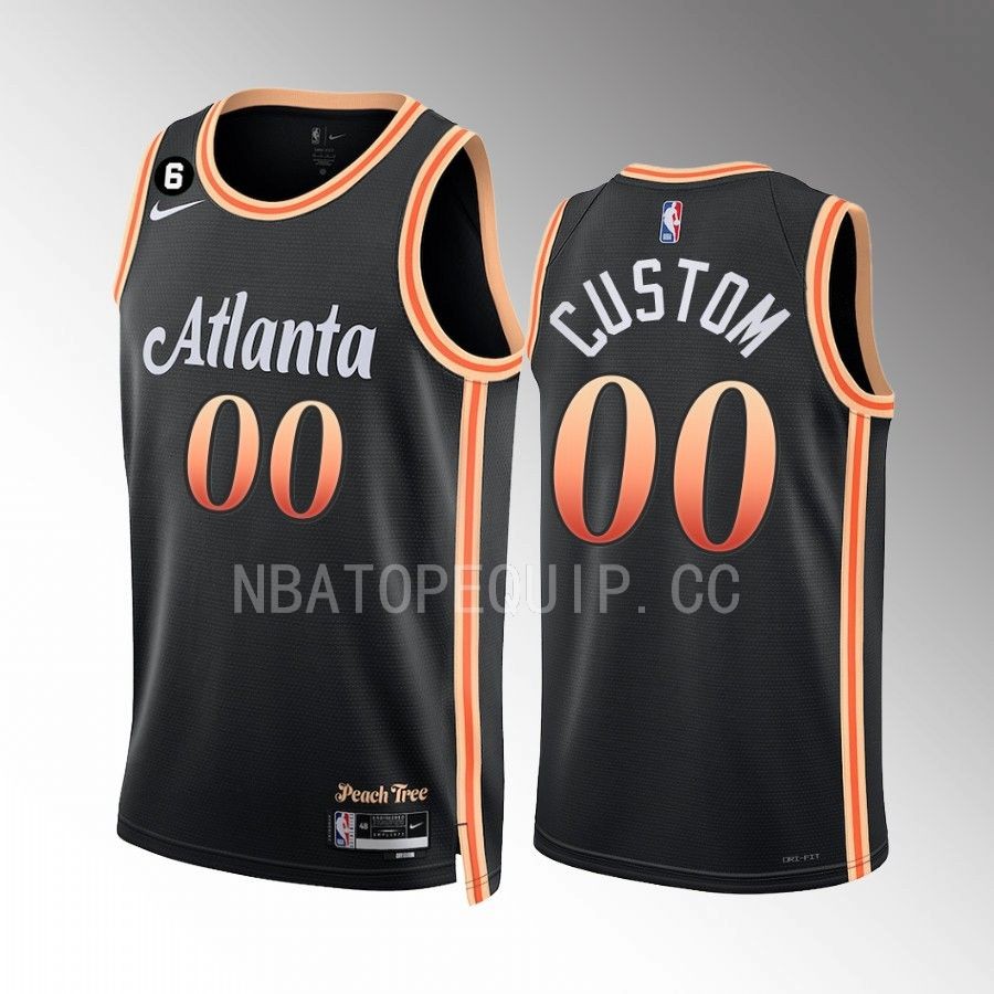 Atlanta Hawks Custom City Edition Black #00 Jersey NO.6 Patch