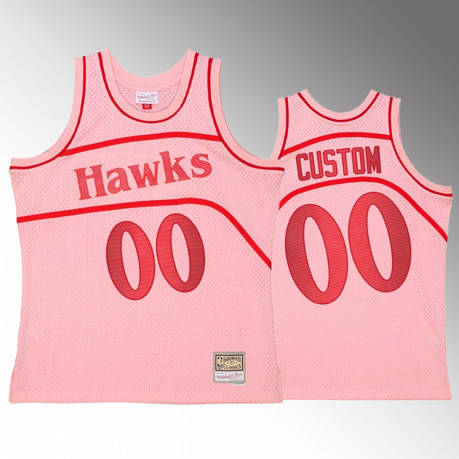Atlanta Hawks Custom Pink Space Knit Men Jersey Hardwood Classics