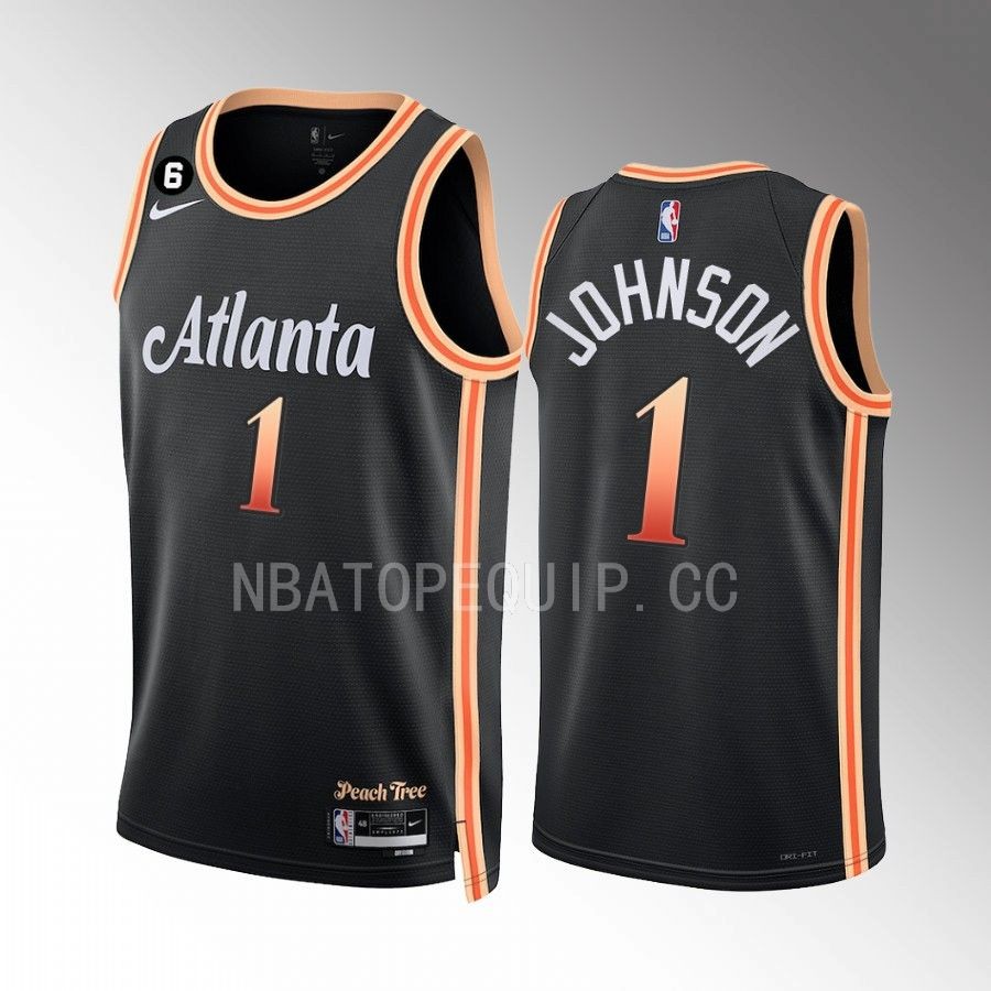 Atlanta Hawks Jalen Johnson City Edition Black #1 Jersey NO.6 Patch