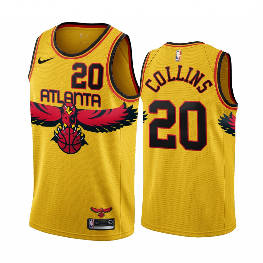 Atlanta Hawks John Collins #20 Gold City Edition Jersey Throwback 90s