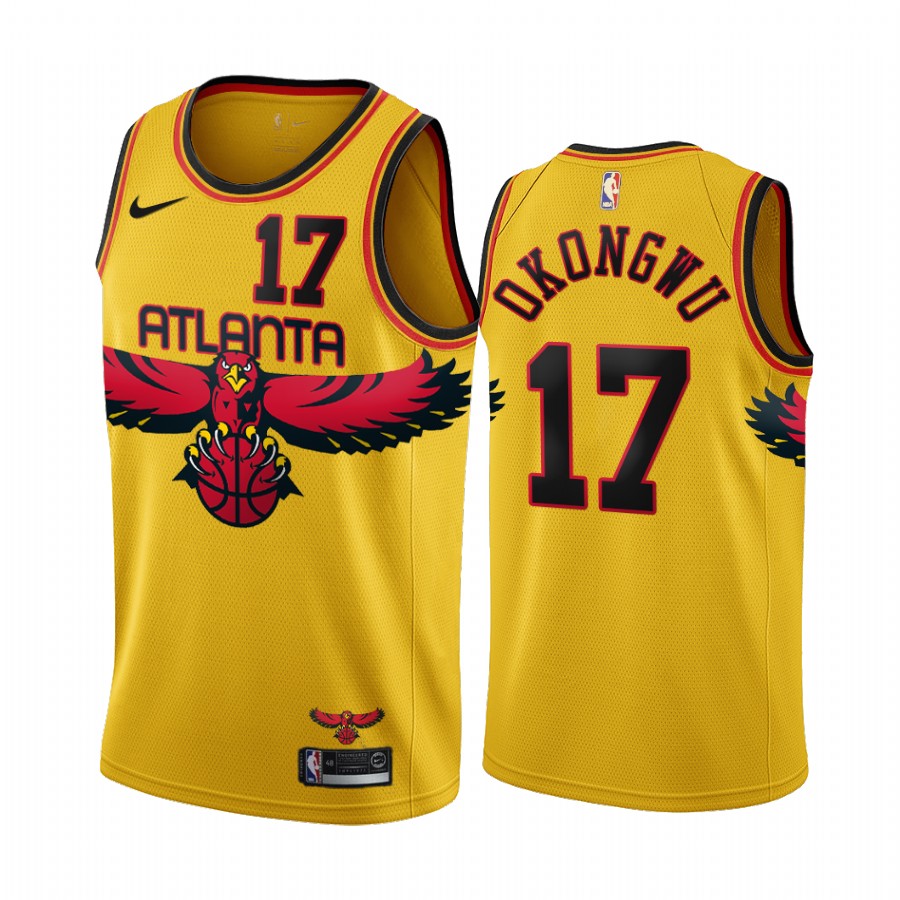 Atlanta Hawks Onyeka Okongwu #17 Gold City Edition Jersey Throwback 90s