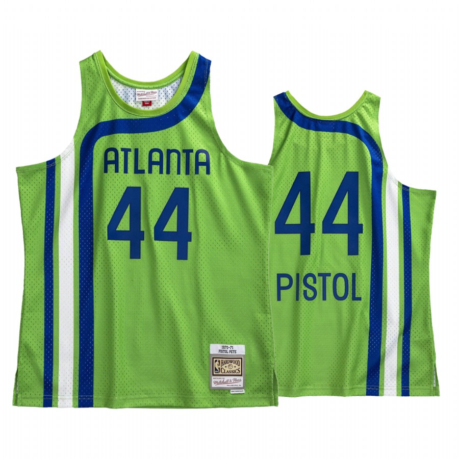 Atlanta Hawks Pete Maravich #44 Green Hardwood Classics Jersey