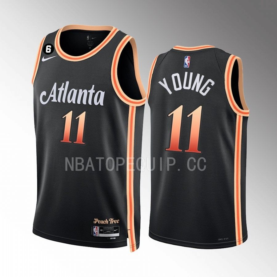 Atlanta Hawks Trae Young City Edition Black #11 Jersey NO.6 Patch