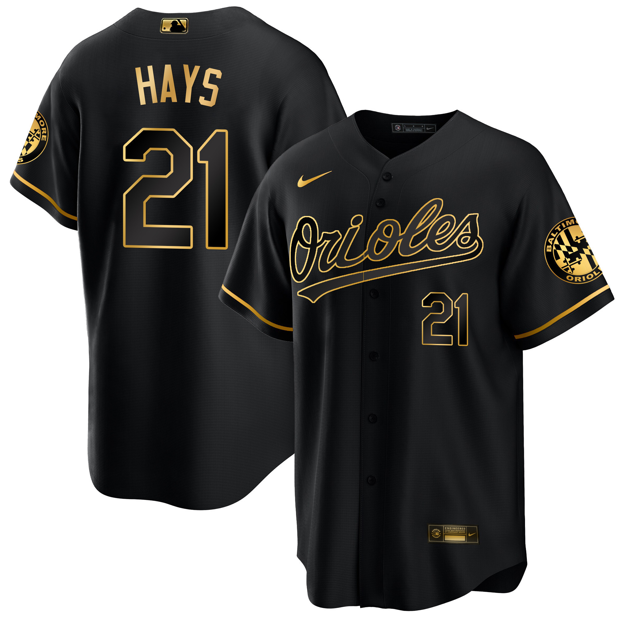 Austin Hays Men’s Baltimore Orioles Special Gold Cool Black Gold Jersey - All Stitched