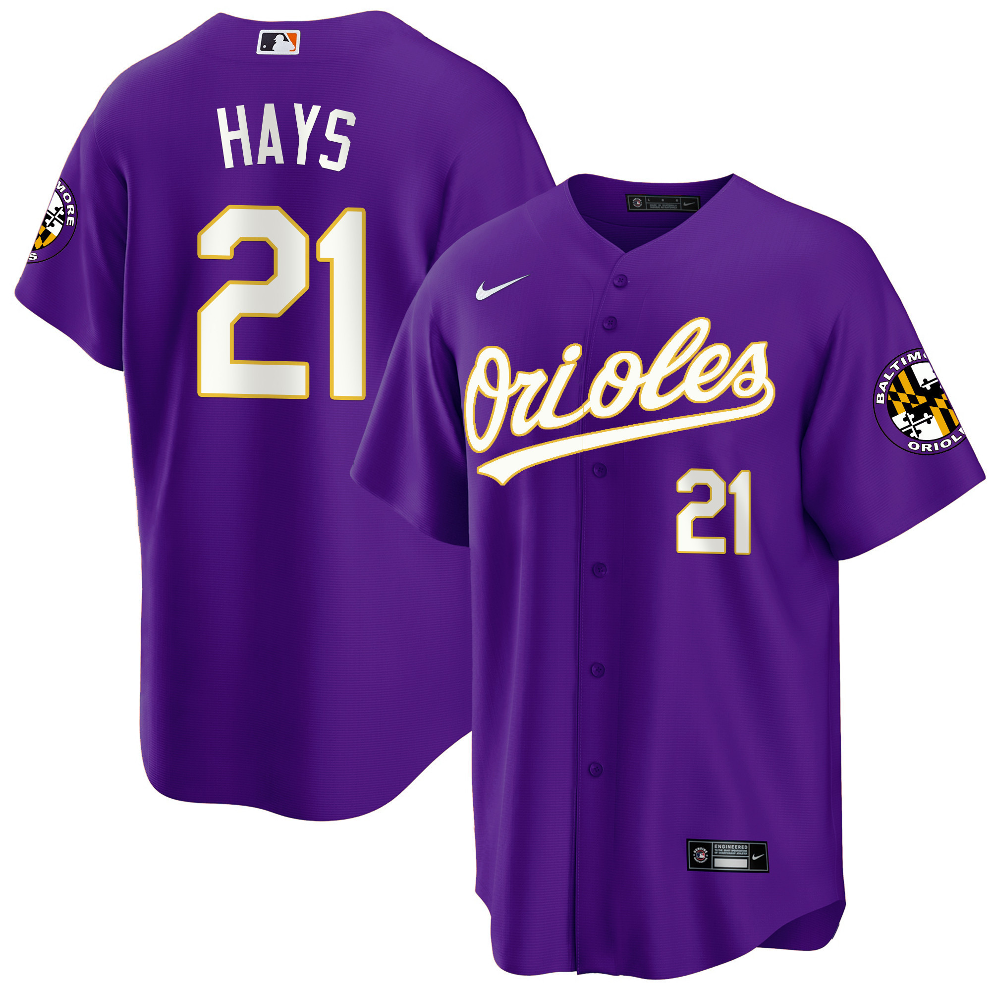Austin Hays Men’s Baltimore Orioles Special Gold Cool Purple Jersey - All Stitched