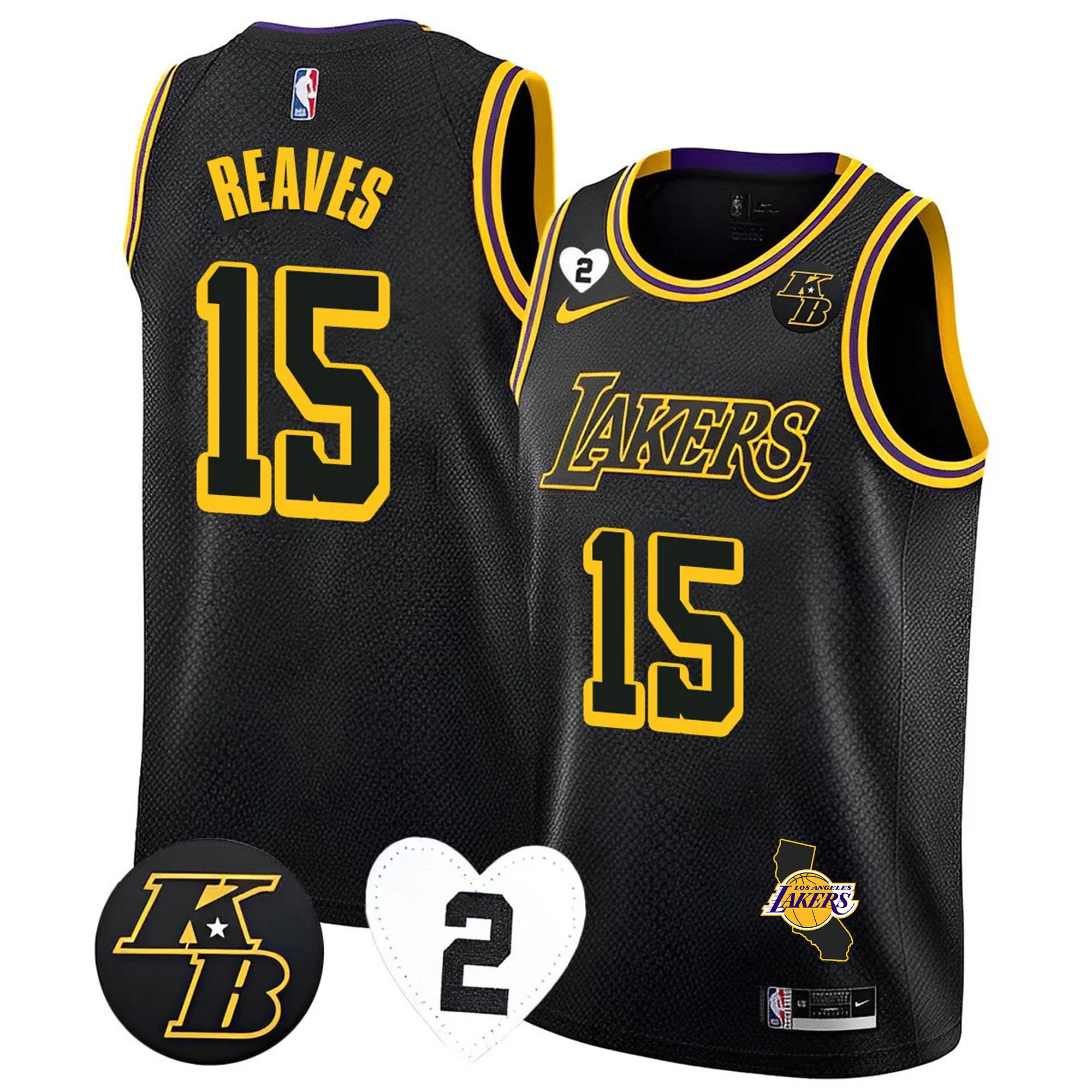 Austin Reaves Men's Los Angeles Lakers California Patch Kobe & GiGi Jersey - All Stitched