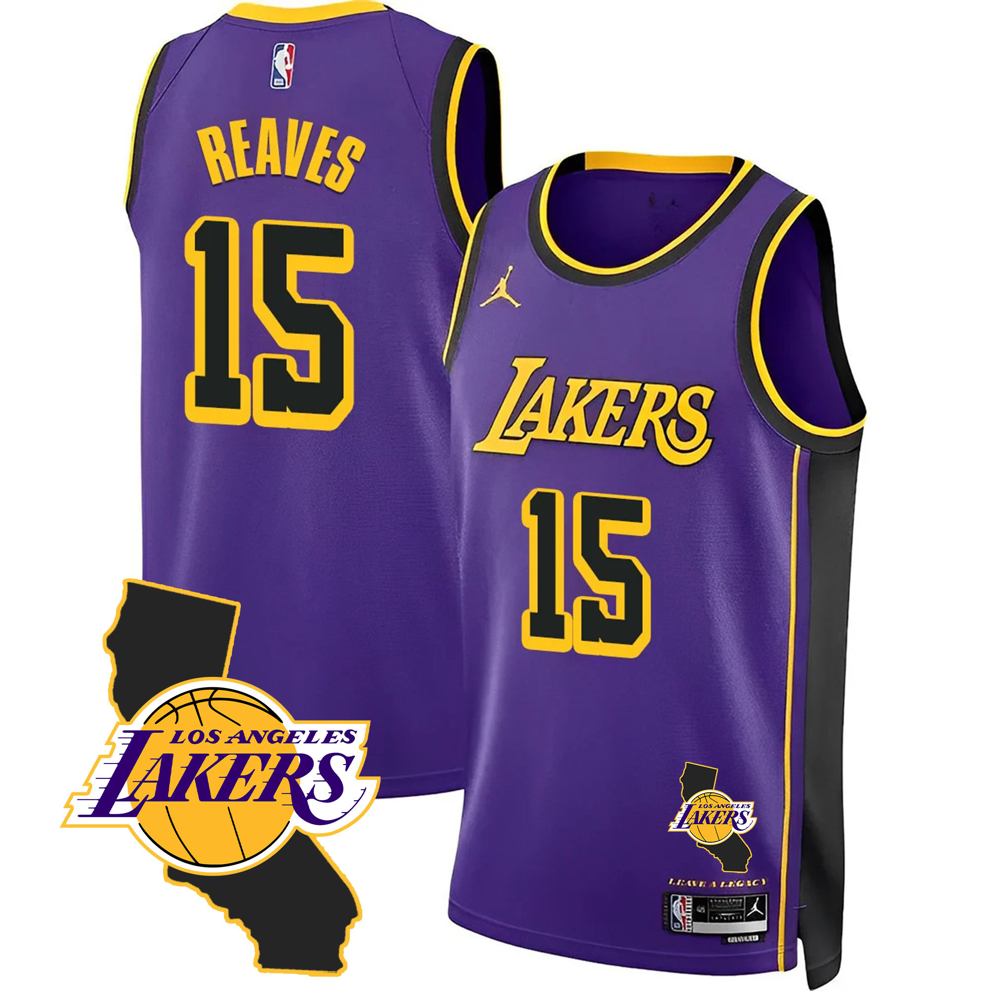 Austin Reaves Men's Los Angeles Lakers California Patch Purple Jersey - All Stitched