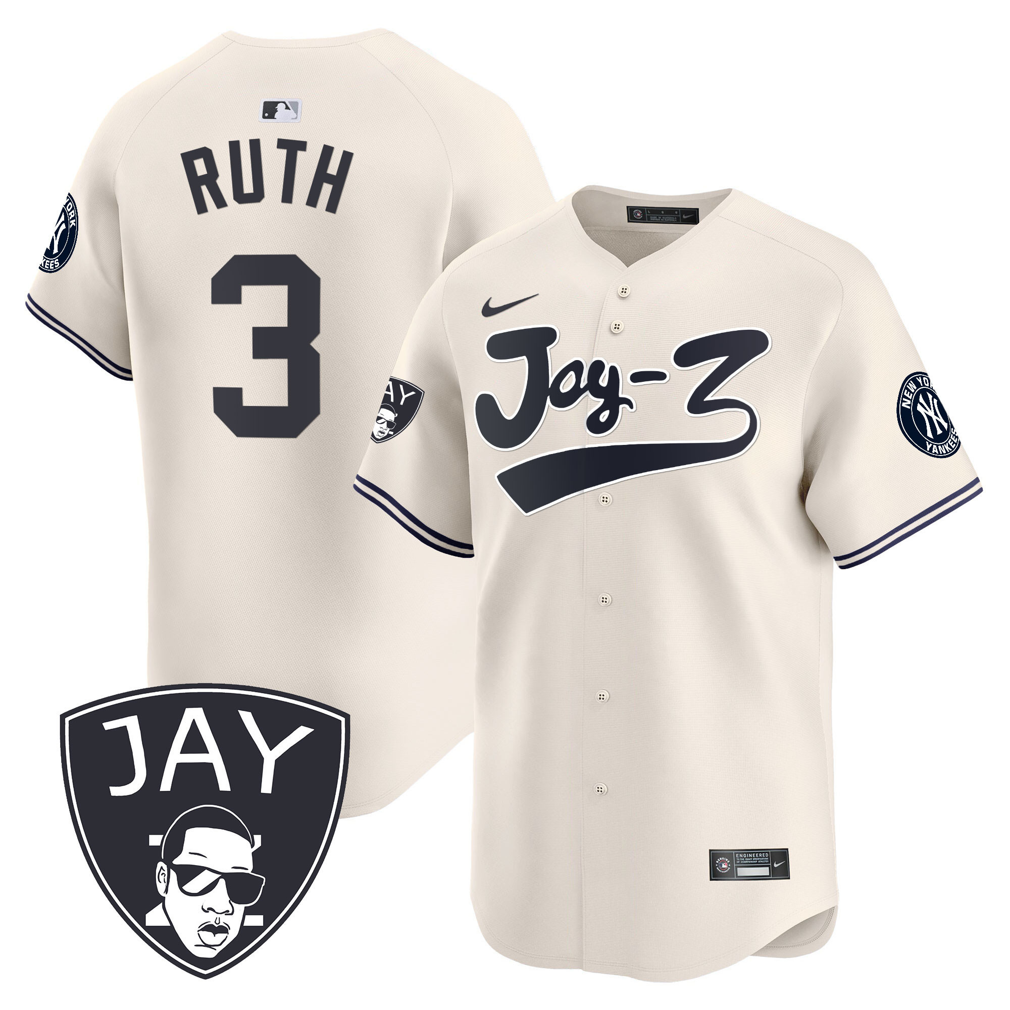 Babe Ruth Men's New York Yankees Jay-Z Vapor Premier Limited V2 Cream Jersey