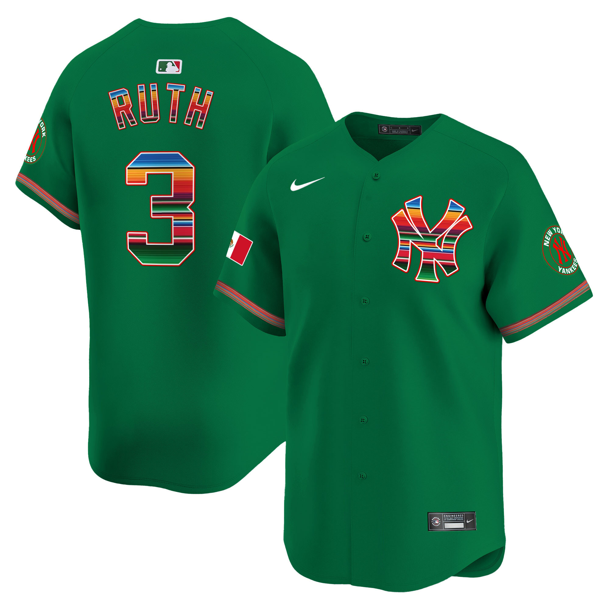 Babe Ruth Men's New York Yankees Mexico Vapor Premier Limited Green Jersey