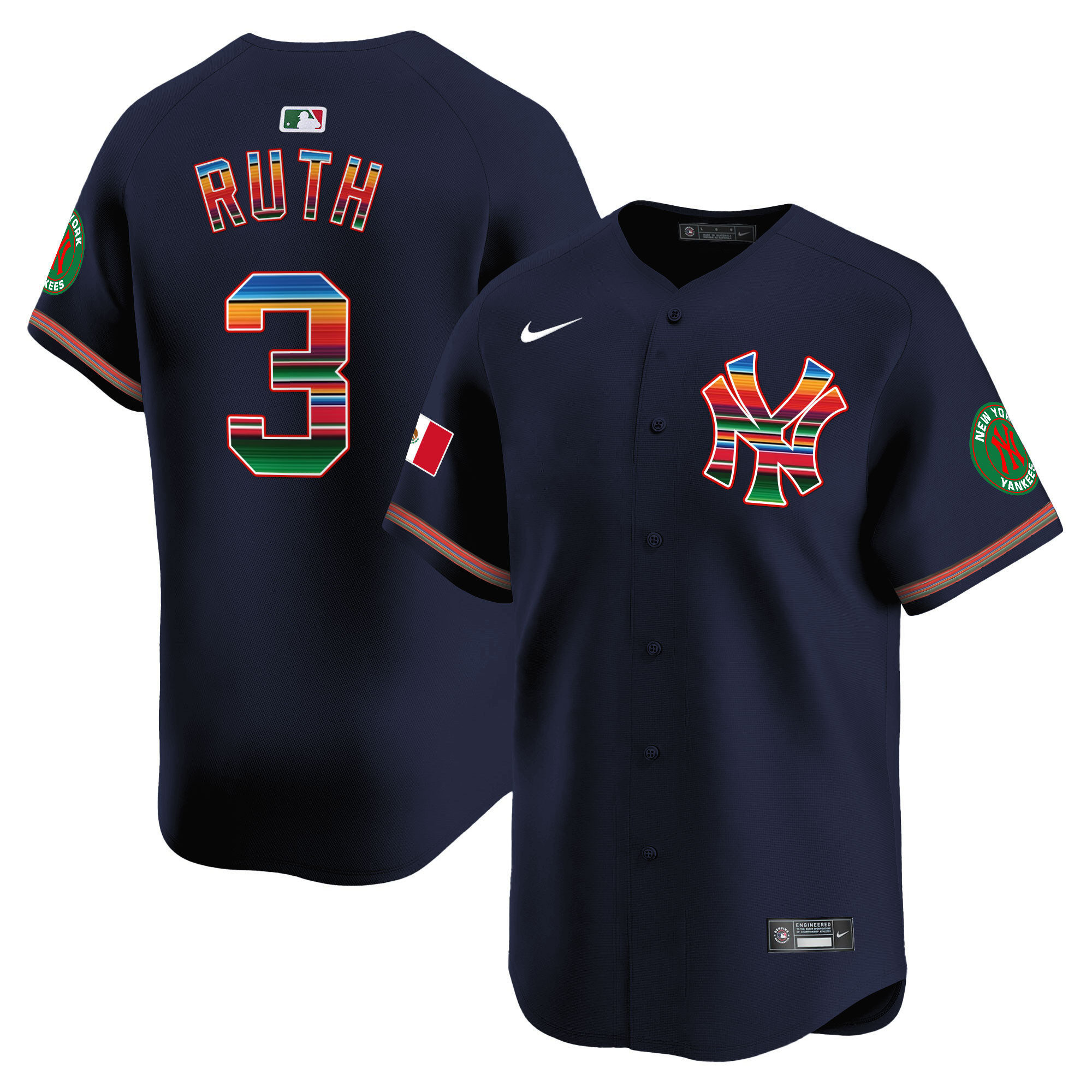 Babe Ruth Men's New York Yankees Mexico Vapor Premier Limited Navy Jersey