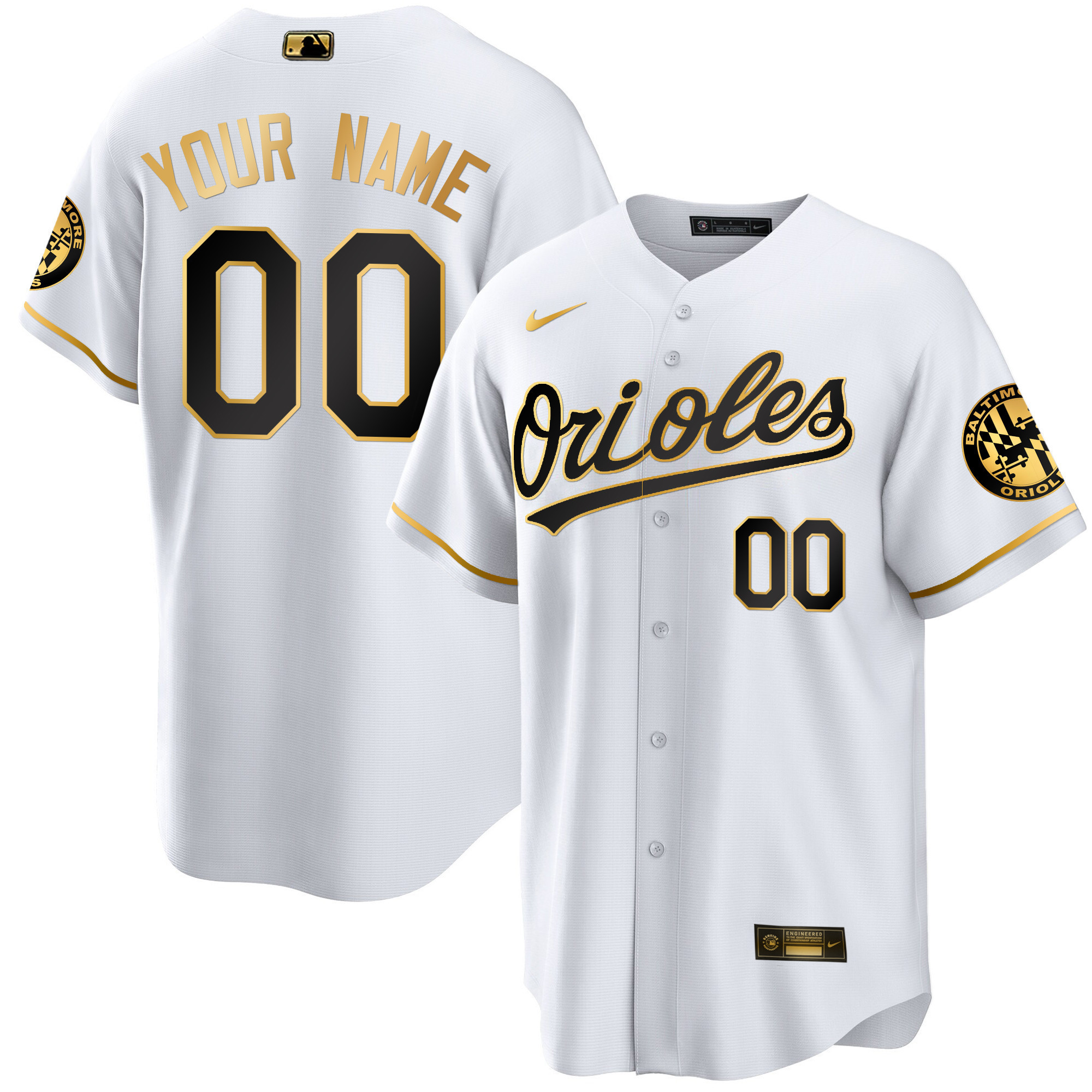 Baltimore Orioles Special Gold Cool Custom White Gold Jersey - All Stitched
