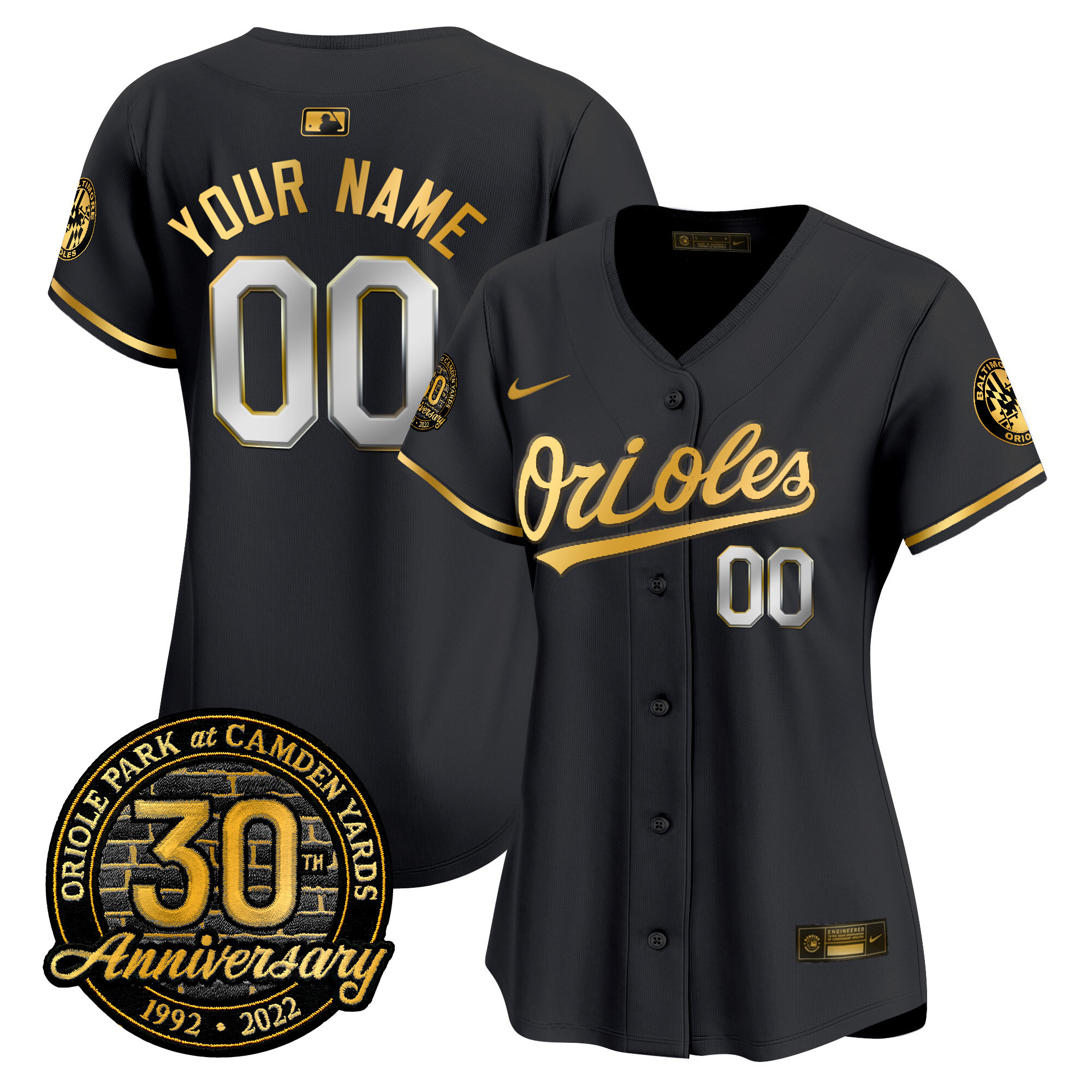 Baltimore Orioles Camden Yards 30th Anniversary Patch Vapor Premier Limited Custom Black Limited Jersey - All Stitched