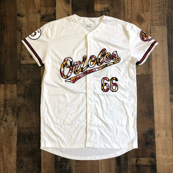 Baltimore Orioles White Maryland Flag Cool Base Jersey - All Stitched