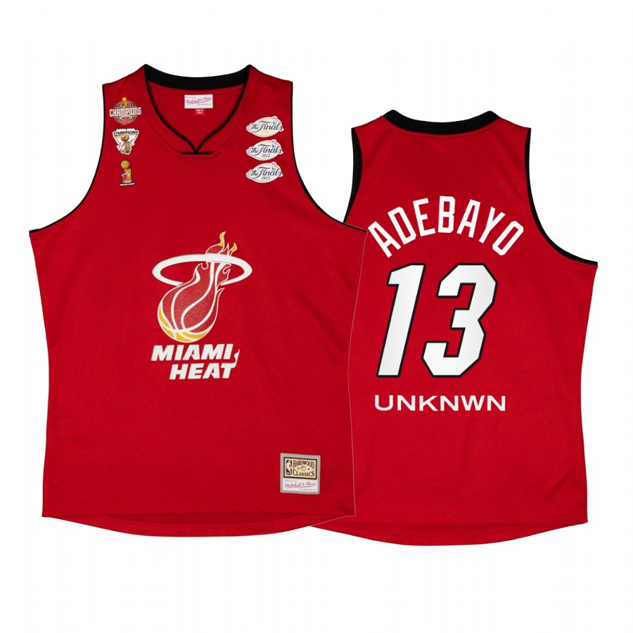 Bam Adebayo #13 Miami Heat My Towns Unknwu Red Finals Champs Jersey